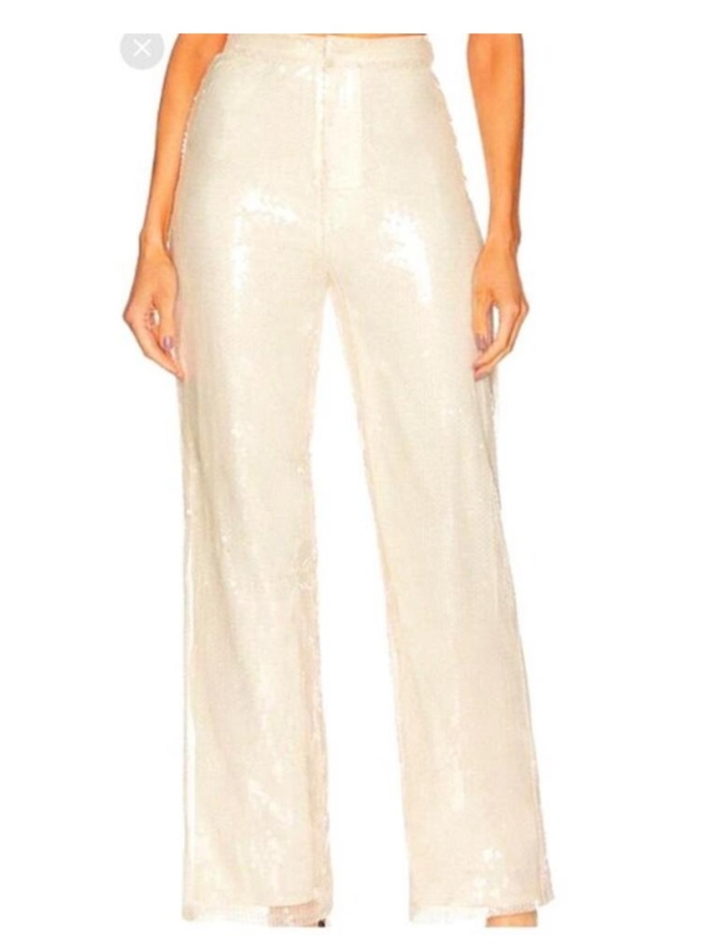 House of Harlow 1960 Cream Wide-Leg Sequin Pants